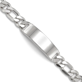 7mm Flat Figaro ID Bracelet in Sterling Silver, close-up