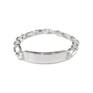 7mm Flat Figaro ID Bracelet in Sterling Silver