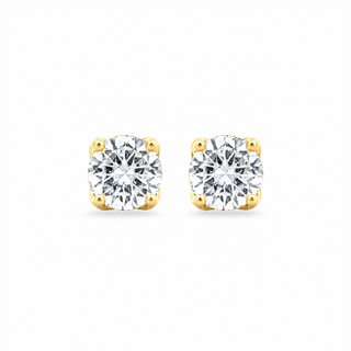 7mm Lotus Basket Solitaire Moissanite Stud Earrings in yellow gold vermeil