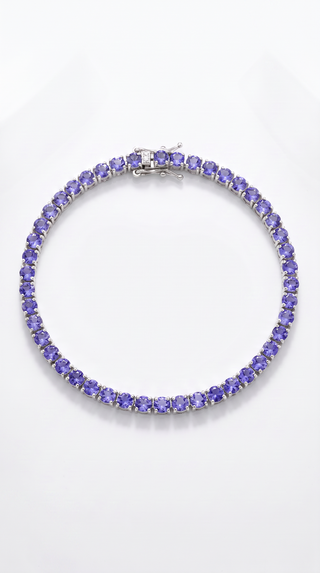 Round Cut Tanzanite Tennis Bracelet in Sterling Silver view 3