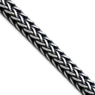 9.3mm Oxidized Square Franco Bracelet in Sterling Silver, close-up