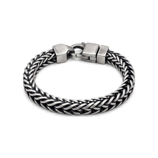 9.3mm Oxidized Square Franco Bracelet in Sterling Silver