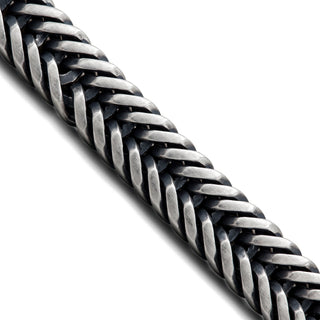 9.7mm Oxidized Oval Franco Bracelet in Sterling Silver, close-up