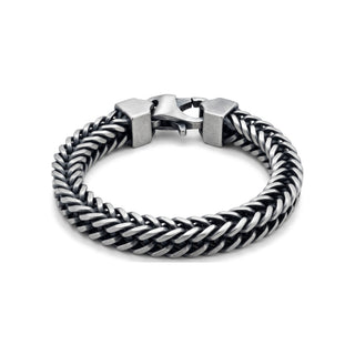 9.7mm Oxidized Oval Franco Bracelet in Sterling Silver