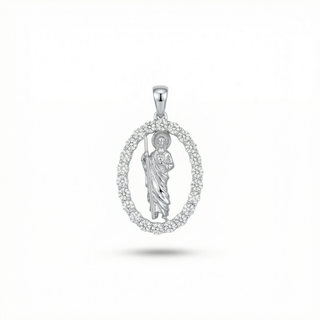 Catholic Saint Oval Medal Moissanite Pendant