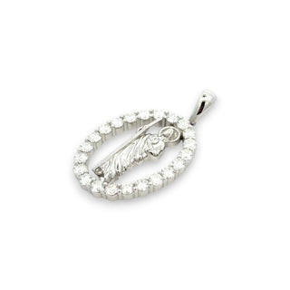 Catholic Saint Oval Medal Moissanite Pendant