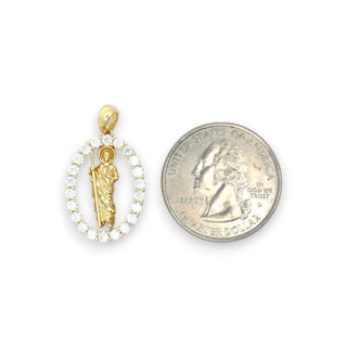 Catholic Saint Oval Medal Moissanite Pendant
