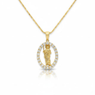 Catholic Saint Oval Medal Moissanite Pendant