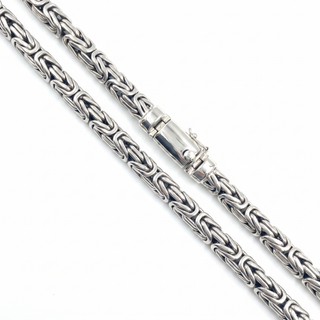 Flat Byzantine Link Rhodium over 925 Sterling Silver 24inch/7.9mm