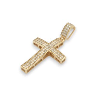Dimensional Pavé Cross with Milgrain Edge Moissanite Pendant