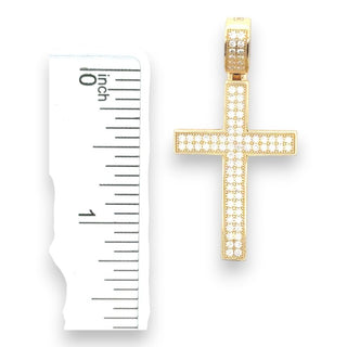 Dimensional Pavé Cross with Milgrain Edge Moissanite Pendant