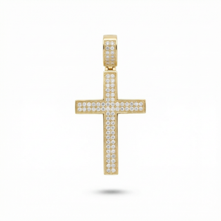 Dimensional Pavé Cross with Milgrain Edge Moissanite Pendant