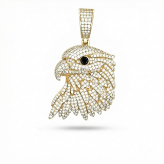 Eagle Head with Black Stone Eye Moissanite Pendant