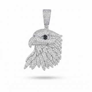 Eagle Head with Black Stone Eye Moissanite Pendant