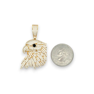 Eagle Head with Black Stone Eye Moissanite Pendant