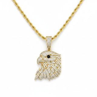 Eagle Head with Black Stone Eye Moissanite Pendant