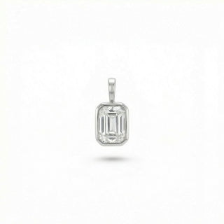Classic Emerald-Cut Bezel-Set Solitaire Moissanite Pendant