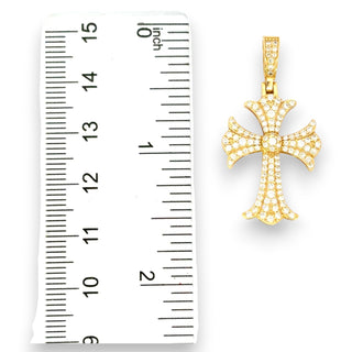 Flared Fleur Cross Moissanite Pendant | 925 Sterling Silver or Gold Vermeil