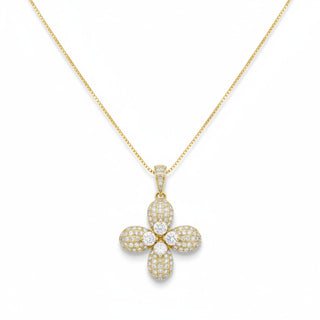 1.5ct Four-Petal Flower with Round Cluster Center Moissanite Pendant