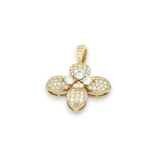 1.5ct Four-Petal Flower with Round Cluster Center Moissanite Pendant