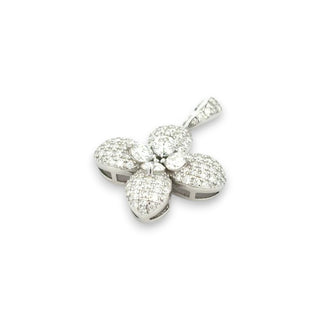 1.5ct Four-Petal Flower with Round Cluster Center Moissanite Pendant