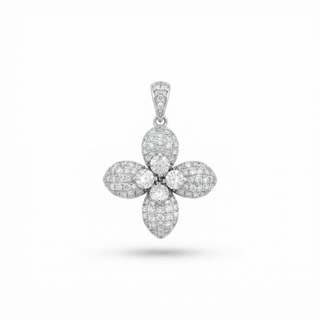 1.5ct Four-Petal Flower with Round Cluster Center Moissanite Pendant