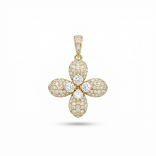 1.5ct Four-Petal Flower with Round Cluster Center Moissanite Pendant