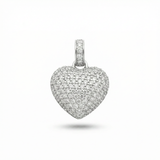 Fully Flooded Puffy Heart Moissanite Pendant