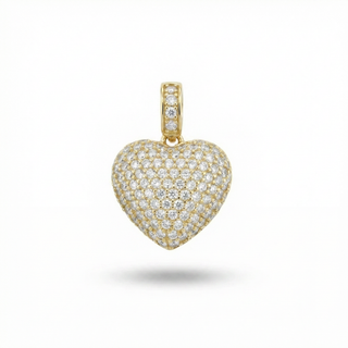 Fully Flooded Puffy Heart Moissanite Pendant
