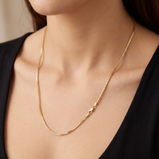Diamond-Cut Box Link 10K Yellow Gold 18inch/1.4mm