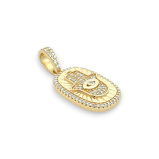 Hamsa Medallion with Evil Eye Moissanite Pendant
