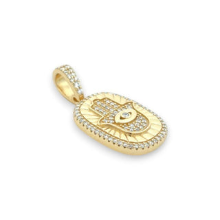Hamsa Medallion with Evil Eye Moissanite Pendant