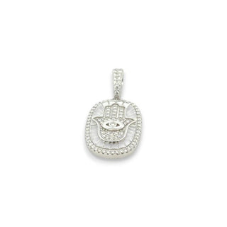 Hamsa Medallion with Evil Eye Moissanite Pendant view 2