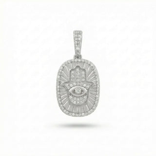 Hamsa Medallion with Evil Eye Moissanite Pendant view 6