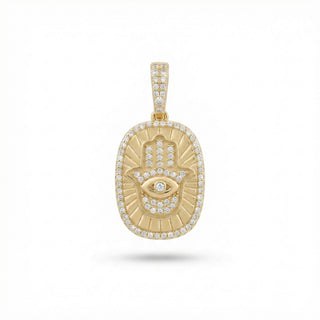 Hamsa Medallion with Evil Eye Moissanite Pendant view 5