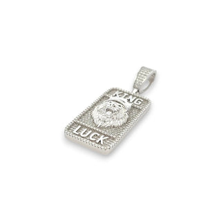 Iced-Out 'King Luck' Lion Dog Tag Moissanite Pendant