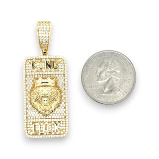 Iced-Out 'King Luck' Lion Dog Tag Moissanite Pendant