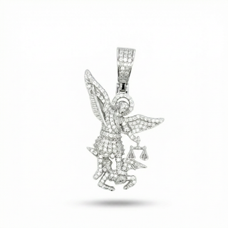Iced-Out St. Michael the Archangel Moissanite Pendant