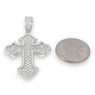 Large Gothic Cross with Invisible-Set Baguette Moissanite Pendant