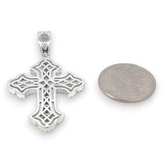 Large Gothic Cross with Invisible-Set Baguette Moissanite Pendant