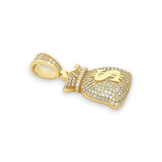 1.3ct Puffy Money Bag with Dollar Sign Moissanite Pendant
