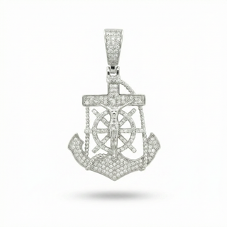 1 ct Mariner's Cross Anchor Crucifix Moissanite Pendant