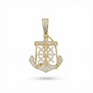 1 ct Mariner's Cross Anchor Crucifix Moissanite Pendant