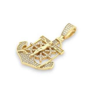 1 ct Mariner's Cross Anchor Crucifix Moissanite Pendant