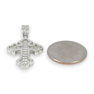 Medium Gothic Budded Cross with Baguette Center Moissanite Pendant