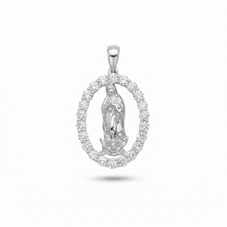 Our Lady of Guadalupe Oval Medal Moissanite Pendant