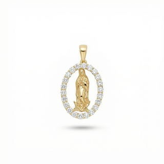 Our Lady of Guadalupe Oval Medal Moissanite Pendant