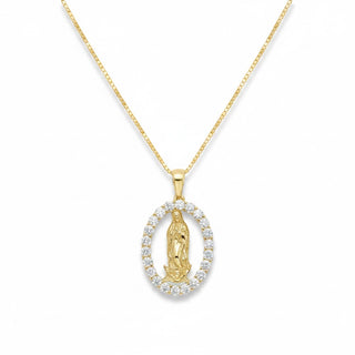 Our Lady of Guadalupe Oval Medal Moissanite Pendant