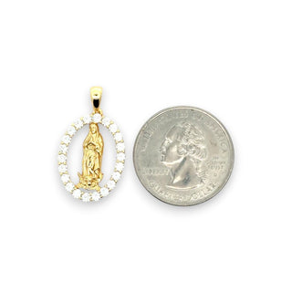 Our Lady of Guadalupe Oval Medal Moissanite Pendant