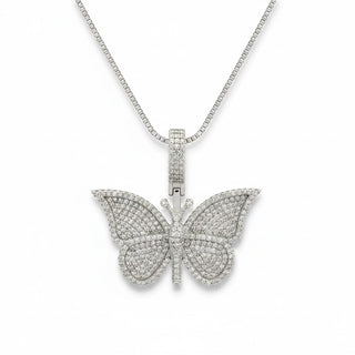 Iced-Out Moissanite Butterfly Pendant